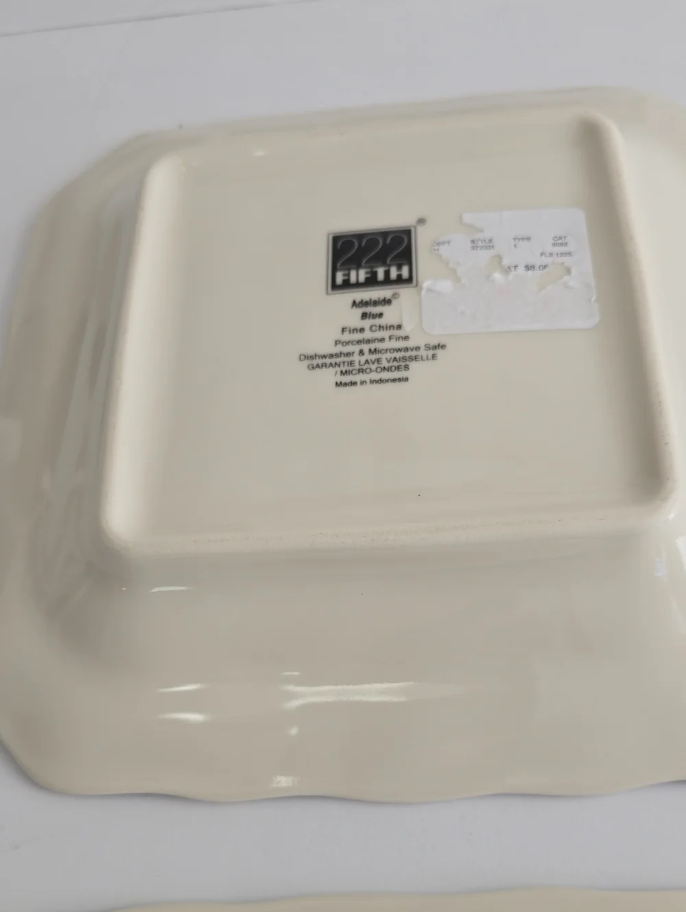 NWOT 222 Fifth Set Of 2 Adelaide Blue Fine China Salad Plates Square Porcelain